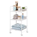 Chariot à roulettes : Rangement utilitaire portable en acier, chariot de salle de bain et de tirage de câbles, blanc, 34,6 po de hauteur, 17,9 po de profondeur