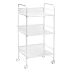 Chariot à roulettes : Rangement utilitaire portable en acier, chariot de salle de bain et de tirage de câbles, blanc, 34,6 po de hauteur, 17,9 po de profondeur