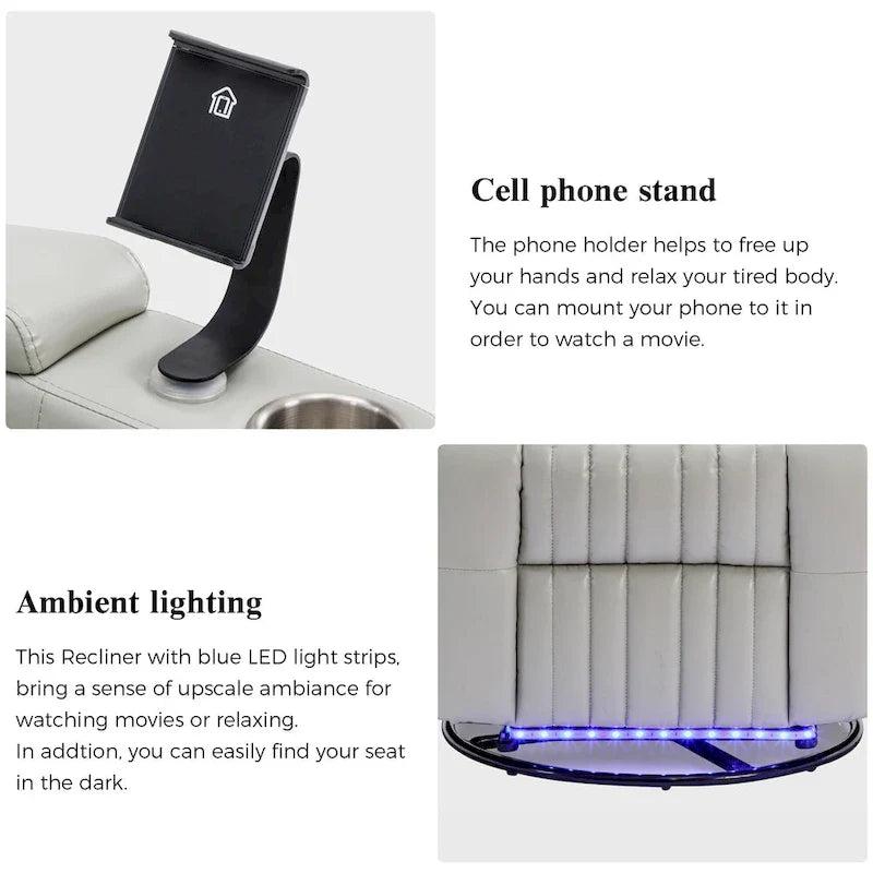 Fauteuil inclinable motorisé de cinéma maison multifonctionnel pivotant à 270°