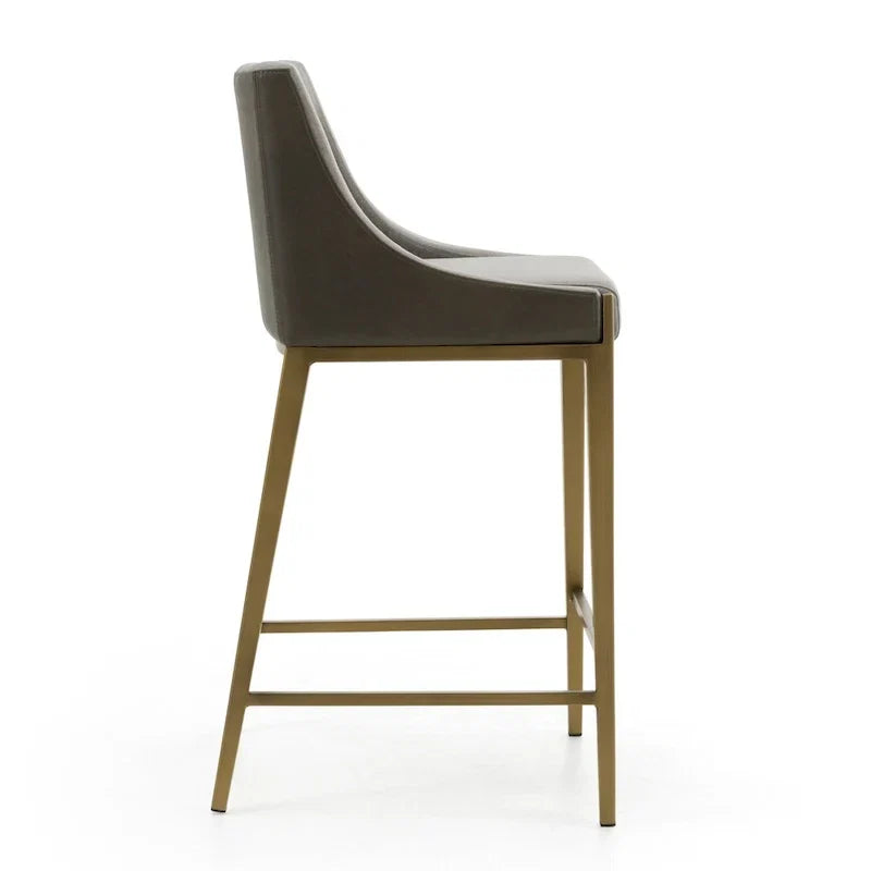 Tabouret de comptoir contemporain Modrest Fairview gris et laiton