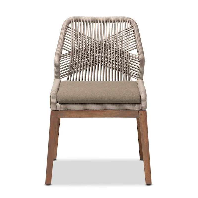 Chaise de salle à manger en acajou tressée en corde de style transitionnel moderne ââ‚?Grise