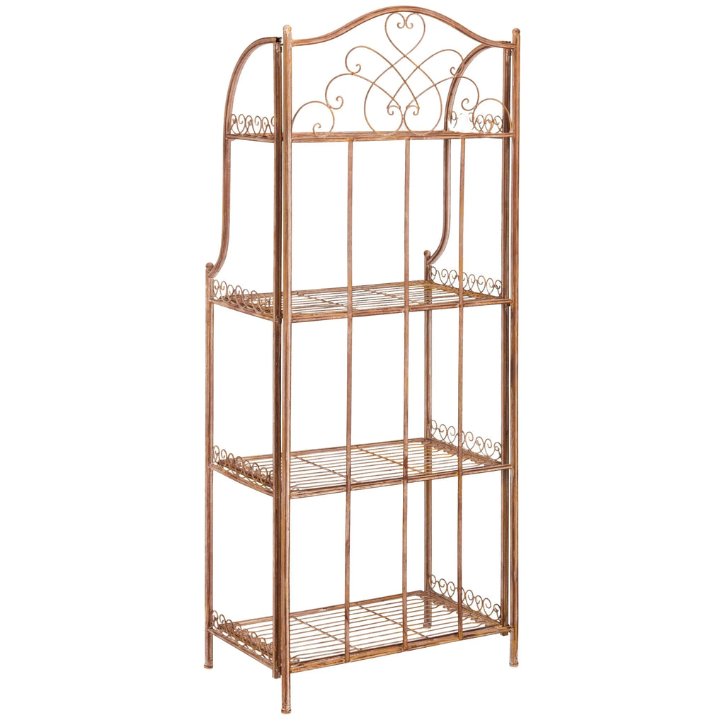SAFAVIEH Bryn Étagère de boulanger d'extérieur victorienne en fer forgé à 4 niveaux - 63,5 cm l x 38,1 cm P x 160 cm H - 25L x 15P x 63H