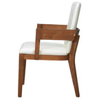 Lot de 2 chaises de salle à manger en cuir PU, chaise d'appoint rembourrée avec siège coussiné blanc brillant et cadre en bois, chaise avec ou sans accoudoirs, Noir/Noyer