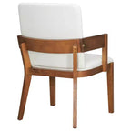 Lot de 2 chaises de salle à manger en cuir PU, chaise d'appoint rembourrée avec siège coussiné blanc brillant et cadre en bois, chaise avec ou sans accoudoirs, Noir/Noyer