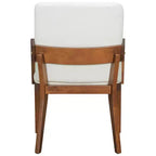 Lot de 2 chaises de salle à manger en cuir PU, chaise d'appoint rembourrée avec siège coussiné blanc brillant et cadre en bois, chaise avec ou sans accoudoirs, Noir/Noyer