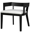 Lot de 2 chaises de salle à manger en cuir PU, chaise d'appoint rembourrée avec siège coussiné blanc brillant et cadre en bois, chaise avec ou sans accoudoirs, Noir/Noyer