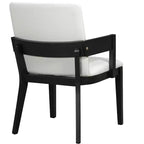 Lot de 2 chaises de salle à manger en cuir PU, chaise d'appoint rembourrée avec siège coussiné blanc brillant et cadre en bois, chaise avec ou sans accoudoirs, Noir/Noyer