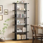 6 Tier Bookshelves, Home Office Bookcase Shelf Storage Organizer, Free Standing Storage Shelving Unit for Bedroom, Living Room and Home Office
