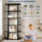 Bibliothèque à 6 niveaux, Organisateur de rangement de bibliothèque pour bureau à domicile, Unité d'étagères de rangement autoportante pour chambre à coucher, salon et bureau à domicile