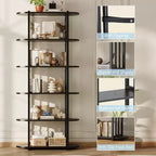Bibliothèque à 6 niveaux, Organisateur de rangement de bibliothèque pour bureau à domicile, Unité d'étagères de rangement autoportante pour chambre à coucher, salon et bureau à domicile