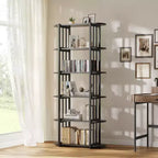 Bibliothèque à 6 niveaux, Organisateur de rangement de bibliothèque pour bureau à domicile, Unité d'étagères de rangement autoportante pour chambre à coucher, salon et bureau à domicile