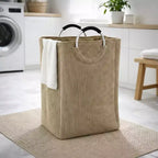 Evideco French Home Goods Corduroy Laundry Basket 55L Sand Beige