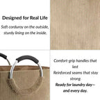 Panier à linge en velours côtelé 55L Beige sable