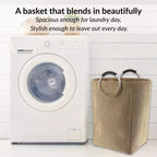 Panier à linge en velours côtelé 55L Beige sable