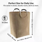 Panier à linge en velours côtelé 55L Beige sable
