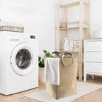 Panier à linge en velours côtelé 55L Beige sable