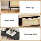Commode à 6 tiroirs pour chambre à coucher, Table console en rotin pour chambre à coucher
