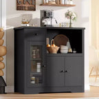 Meuble de rangement pour micro-ondes de cuisine avec 3 portes, 1 tiroir et étagères réglables, Armoire de rangement pour garde-manger