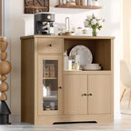 Meuble de rangement pour micro-ondes de cuisine avec 3 portes, 1 tiroir et étagères réglables, Armoire de rangement pour garde-manger