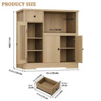 Meuble de rangement pour micro-ondes de cuisine avec 3 portes, 1 tiroir et étagères réglables, Armoire de rangement pour garde-manger