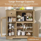 Meuble de rangement pour micro-ondes de cuisine avec 3 portes, 1 tiroir et étagères réglables, Armoire de rangement pour garde-manger