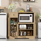 Meuble de rangement pour micro-ondes de cuisine avec 3 portes, 1 tiroir et étagères réglables, Armoire de rangement pour garde-manger