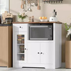 Meuble de rangement pour micro-ondes de cuisine avec 3 portes, 1 tiroir et étagères réglables, Armoire de rangement pour garde-manger
