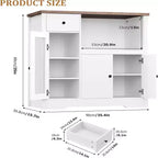 Meuble de rangement pour micro-ondes de cuisine avec 3 portes, 1 tiroir et étagères réglables, Armoire de rangement pour garde-manger