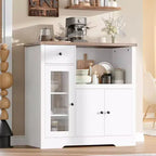 Meuble de rangement pour micro-ondes de cuisine avec 3 portes, 1 tiroir et étagères réglables, Armoire de rangement pour garde-manger