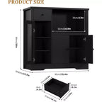 Meuble de rangement pour micro-ondes de cuisine avec 3 portes, 1 tiroir et étagères réglables, Armoire de rangement pour garde-manger