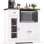 GustoWave Kitchen Microwave Cabinets with Storage,with 3 Doors,1 Drawer and Adjustable Shelves, Pantry Storage Cabinet
