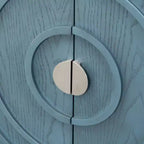 Buffet de salle à manger/salon avec portes rainurées circulaires et poignées rondes, Bleu antique