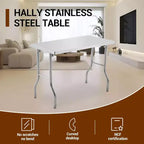Table de Travail Commerciale, Poste de Travail, Table de Préparation en Acier Inoxydable Pliante avec Pieds Réglables en Métal