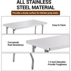 Table de Travail Commerciale, Poste de Travail, Table de Préparation en Acier Inoxydable Pliante avec Pieds Réglables en Métal
