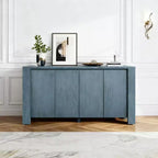 Hostack 4-Door Farmhouse Sideboard Buffet Cabinet with Adjustable Shelves for Dining Room and Kitchen Storage, Navy Blue
