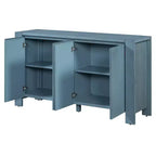 Bahut de ferme à 4 portes avec étagères réglables pour salle à manger et cuisine, bleu marine
