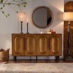ModernLuxe Sideboard Buffet Cabinet with 4 Doors, Wood Console Table with Adjustable Shelf, Brown - ModernLuxe