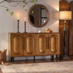 Meuble buffet avec 4 portes, console en bois avec étagère réglable, marron
