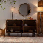 Meuble buffet avec 4 portes, console en bois avec étagère réglable, marron