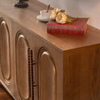 Meuble buffet avec 4 portes, console en bois avec étagère réglable, marron