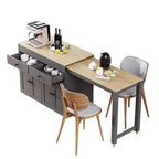 Îlot de cuisine de 189 cm avec table à manger extensible, chariot roulant avec 4 armoires, 2 tiroirs, porte-épices, étagères réglables