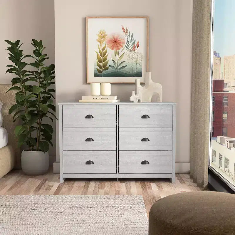Commode 6 tiroirs (emboîtable) - Chêne gris poussiéreux