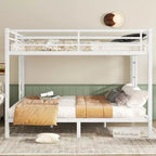 Bellemave Queen Over Queen Bunk Beds for Adults,Heavy Duty Adult Bunk Beds,Metal Bunk Bed Queen Size with 2 Ladders,Noise-Free,White