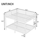 Lits Superposés Queen pour Adultes, Lits Superposés Robustes pour Adultes, Lit Superposé en Métal Taille Queen avec 2 Échelles, Silencieux, Blanc