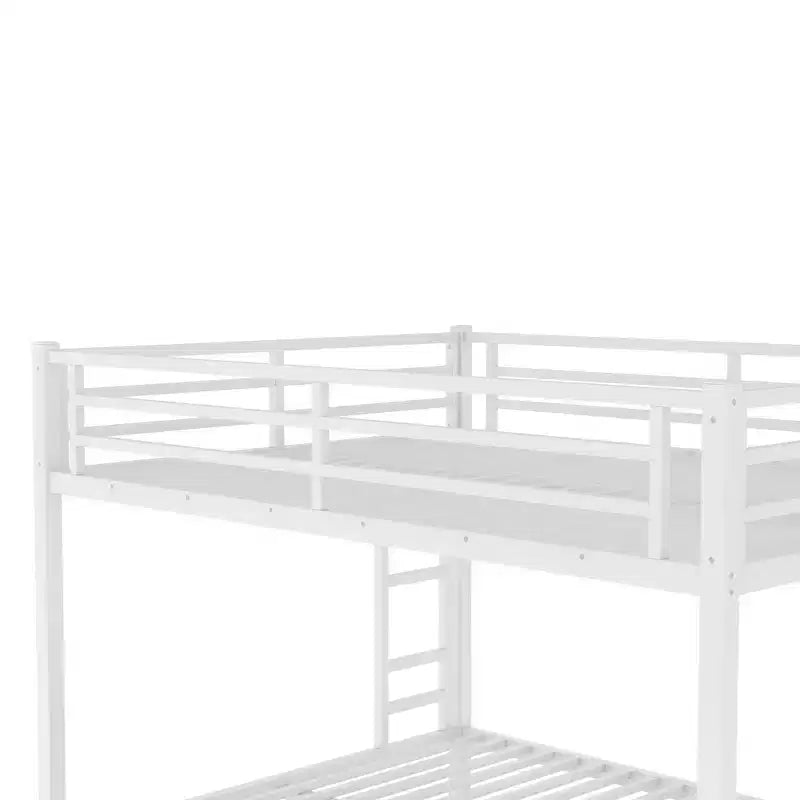 Lits Superposés Queen pour Adultes, Lits Superposés Robustes pour Adultes, Lit Superposé en Métal Taille Queen avec 2 Échelles, Silencieux, Blanc