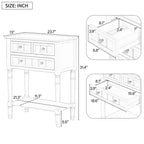 Table console étroite, table de canapé mince avec trois tiroirs de rangement et étagère inférieure, beige