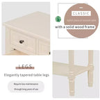 Table console étroite, table de canapé mince avec trois tiroirs de rangement et étagère inférieure, beige