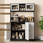 Meuble de rangement haut de cuisine de 1,70 m, meuble de bar à café avec 3 tiroirs et lumières, armoire de garde-manger autoportante