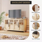 Grand buffet de 140 cm, meuble de rangement de cuisine avec portes vitrées, meuble bar à café de style rustique en bois, table de buffet de salle à manger avec rangement