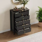 Commode Blanche Cannelée pour Chambre, Tour de Rangement Haute de 43 po avec 5 Tiroirs, Commode Moderne, Unité de Rangement pour Placard, Entrée